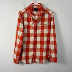 American Eagle Flannel Women’s M Orange Check Patten Fall Outdoor Classic
